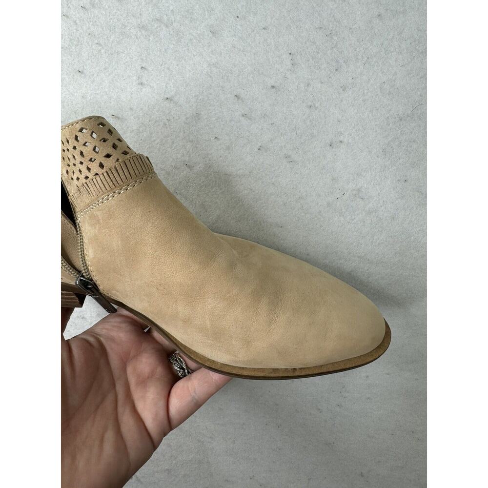 Lucky Brand Tan Side‎ Zipper Slip On Ankle Boots Bootie 9 / 40 Fringe Accent - Picture 9 of 11